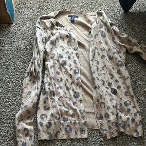 Leopard Print Button-Up Sweater